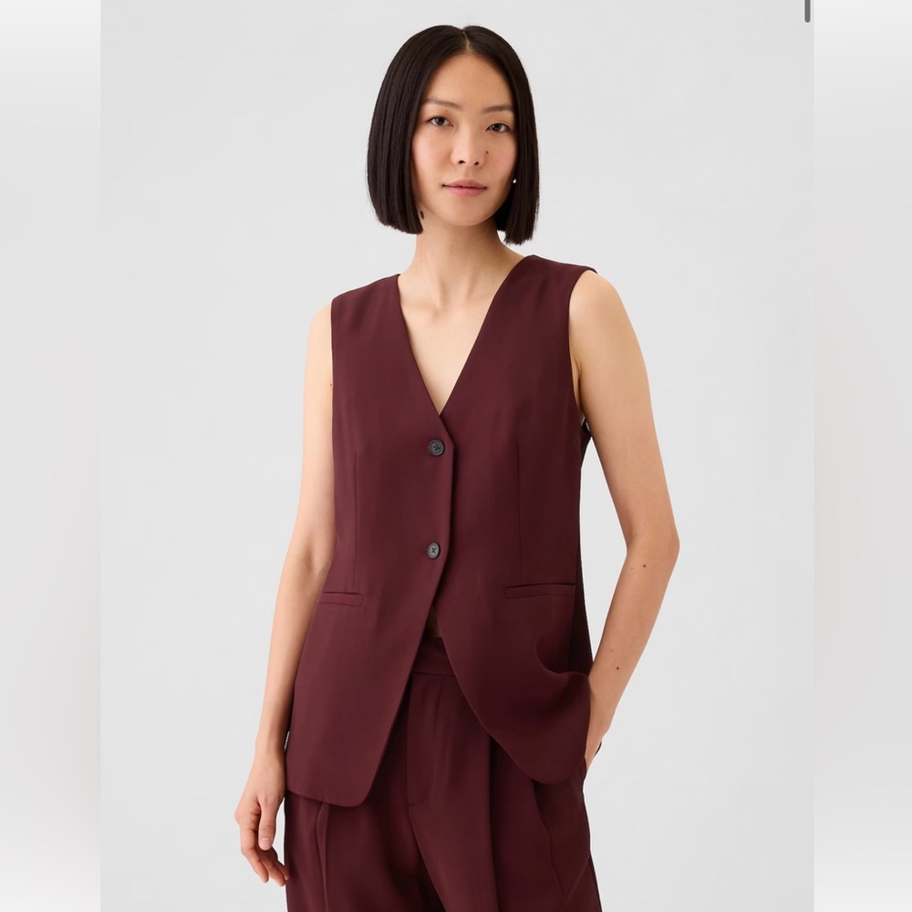 NWT Gap Long Line Twill Vest